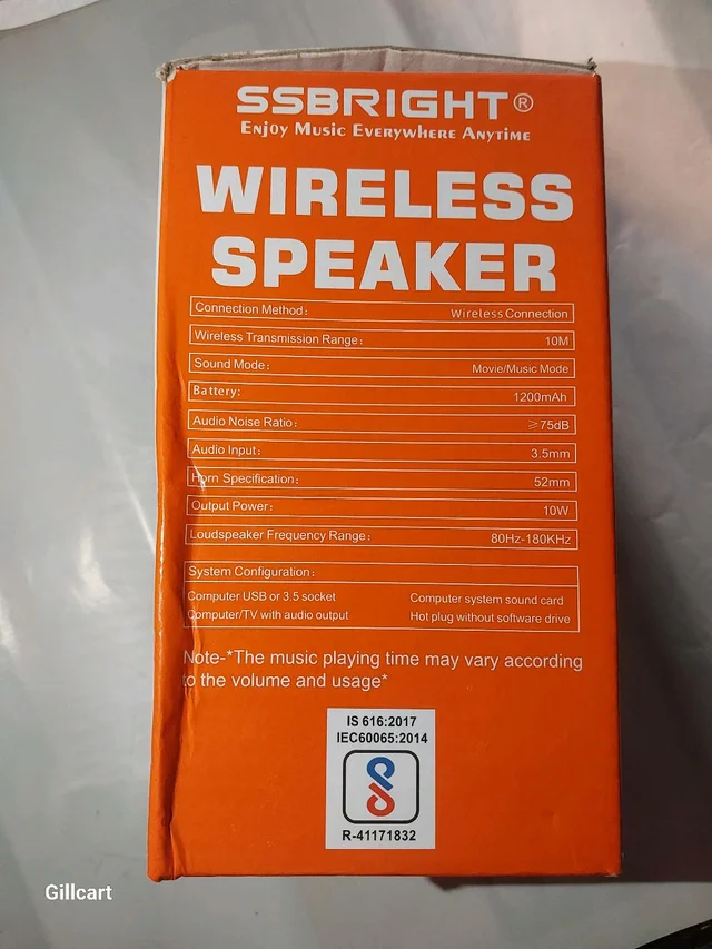 SSBRIGHT SG-4171C Wireless Portable Speaker, Studio Quality Sound, Bluetooth Compatible - Peach