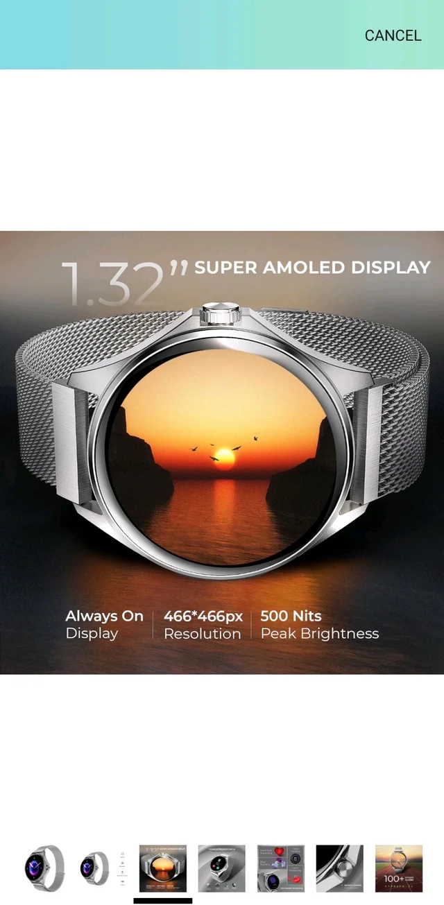 beatXP Nuke 1.32” Super AMOLED Display Bluetooth Calling Smart Watch, 466 * 466px, Metal Body, 500 Nits, 60Hz Refresh Rate, 100+ Sports Modes, 24/7 Health Tracking, IP67 (Silver with Metal Magnetic)