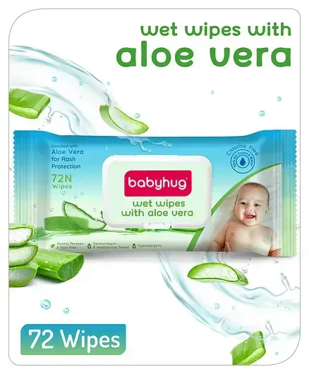 Babyhug Aloevera - Wet Baby Wipes - 1 pack (72 pieces)