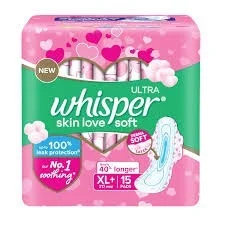 Whisper Choice Ultra Skin Love Soft Sanitary Pads (Xl+ Wings ) - 1 pack (15 pieces)