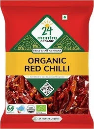 24 mantra Organic Red Chilly (Khadi Mirch) - 100 g