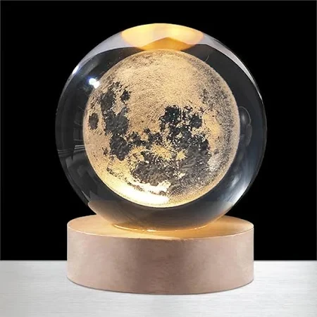 NIGHT GLASS LAMP WITH WOODEN BASE
