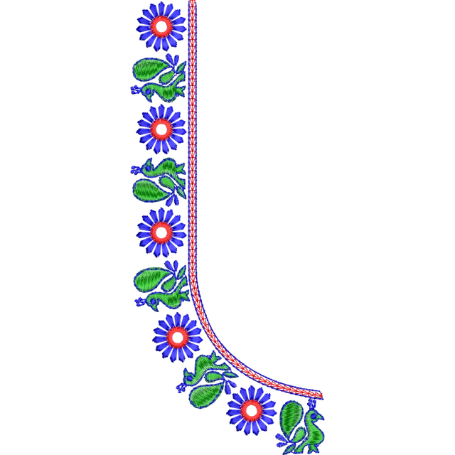 Blouse Design No :MSM - 293 - U Shape, Mirror Work, Simple Border