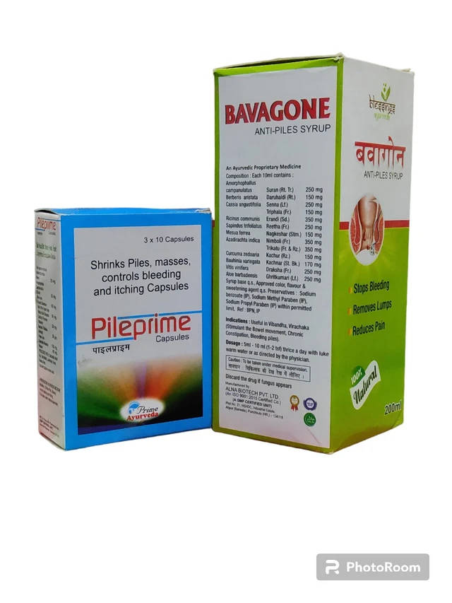 Piles Treatment By 100% safe & Natural resources - 200ml, 30 pieces caps
