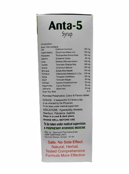 Anta 5 Syp, (Unique Combination For Ulser, Constipation, Hyperactivity, Indigestion & Gastric Trouble) - 200ml