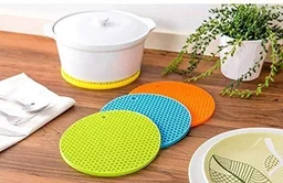 Round Silicone Trivets Mats for Hot Pots and Pans,Silicone Pot Holders,Multi Purpose Trivets Mats Heat Resistant Trivet Mat,Teapot Coaster (Pack of 4)
