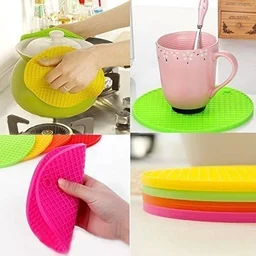 Round Silicone Trivets Mats for Hot Pots and Pans,Silicone Pot Holders,Multi Purpose Trivets Mats Heat Resistant Trivet Mat,Teapot Coaster (Pack of 4)
