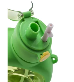 2 in 1 Sipper Water Bottle, Cartoon Water Bottle – Cue Bear Shaped Water Bottle with Straw & Strap, Cup Cute Double Drinking Water Bottles for Kids - 1 liters, Sulu