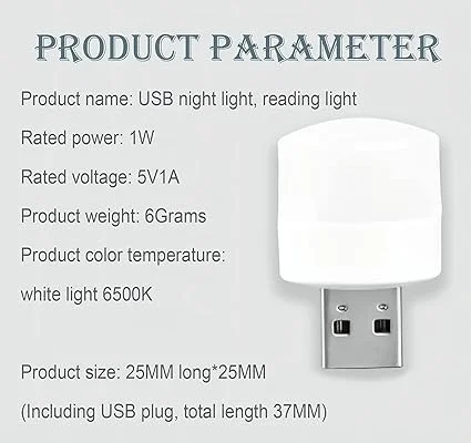 Mini USB LED Light | Plug in Night Light Bulb | USB Light for Laptop | Portable USB LED lamp | Portable Car Bulb for Bedroom Bathroom & Kitchen Use (10 pcs) | - 40D x 30W x 30H, White