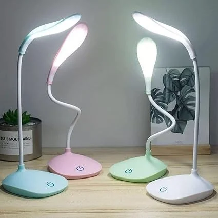 Study Lamp Rechargeable Led Touch On Off Switch Student Study Reading Dimmer Led Table Lamps White Desk Light Lamp(Plastic, Pack of 1)