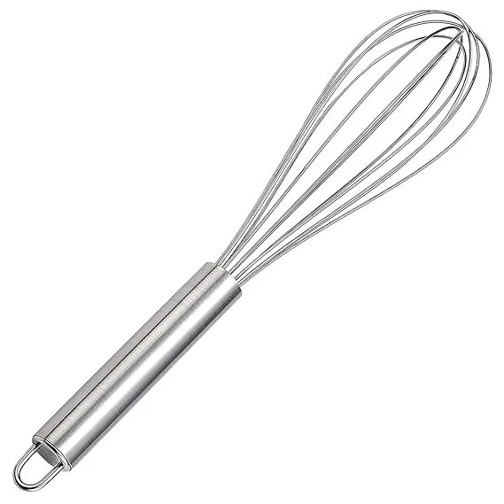 Home Multiuses Stainless Steel Kitchen Utensil Balloon Shape Wire Whisk, Egg Beater, Kitchen Tool, 20cm (Silver)