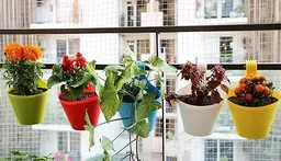 Leafy Tales Plastic Hook Hanging Pot, Multicolor 28 x 12 x 22 cm, 5 Pieces