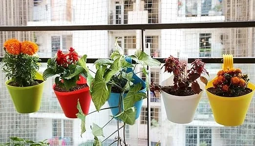 Leafy Tales Plastic Hook Hanging Pot, Multicolor 28 x 12 x 22 cm, 5 Pieces