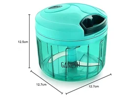 Multipurpose Plastic Vegetable Chopper Cutter 3 Blades for Effortlessly Chopping Vegetables and Fruits for Your Kitchen, Pool Green (725 ml) - 12.7L x 12.7W x 12.5H, Cyan Aqua