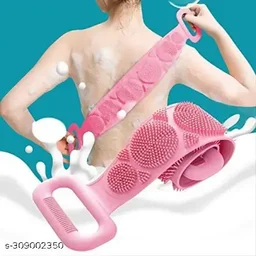 Silicone Back Scrubber Bath Belt Double-Sided Massage Body Wash Brush Shower Exfoliating Belt Removes Bath Towel, Cleaning Tools for Men and Women - 8 x 5 x 2, Cyan Aqua