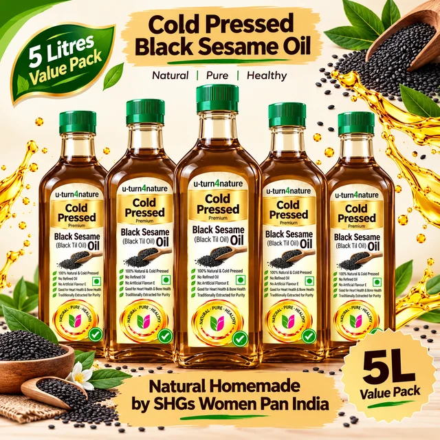 Premium Cold-Pressed Black Sesame Oil (Til Oil)- Simply Homemade - 5L