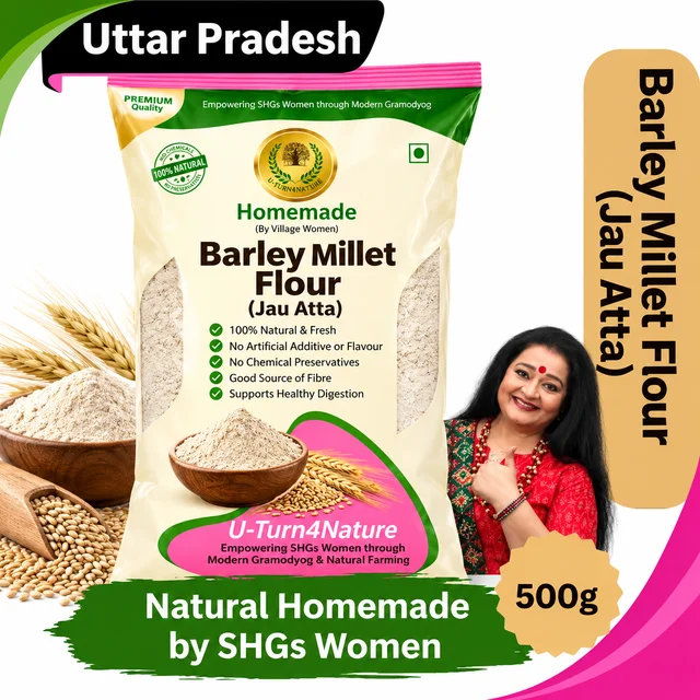 Homemade Barley Millet Flour/Jau Atta - 500g, For Green Members Only