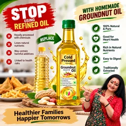 Cold Pressed Groundnut Oil- Pure & Natural- Simply Homemade - 1L