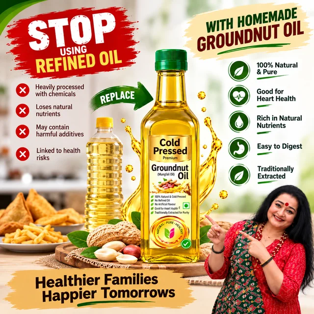 Cold Pressed Groundnut Oil- Pure & Natural- Simply Homemade - 1L
