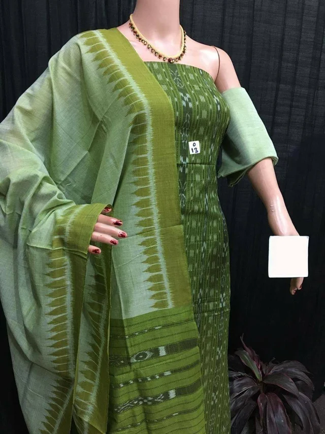 100975 Sambalpuri Handloom Cotton Dress Material With Dupatta