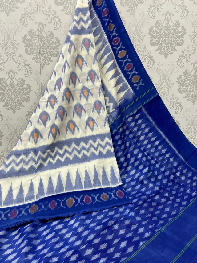 100534 Sambalpuri Ikkat merceraized cotton sareesWith matching blouse