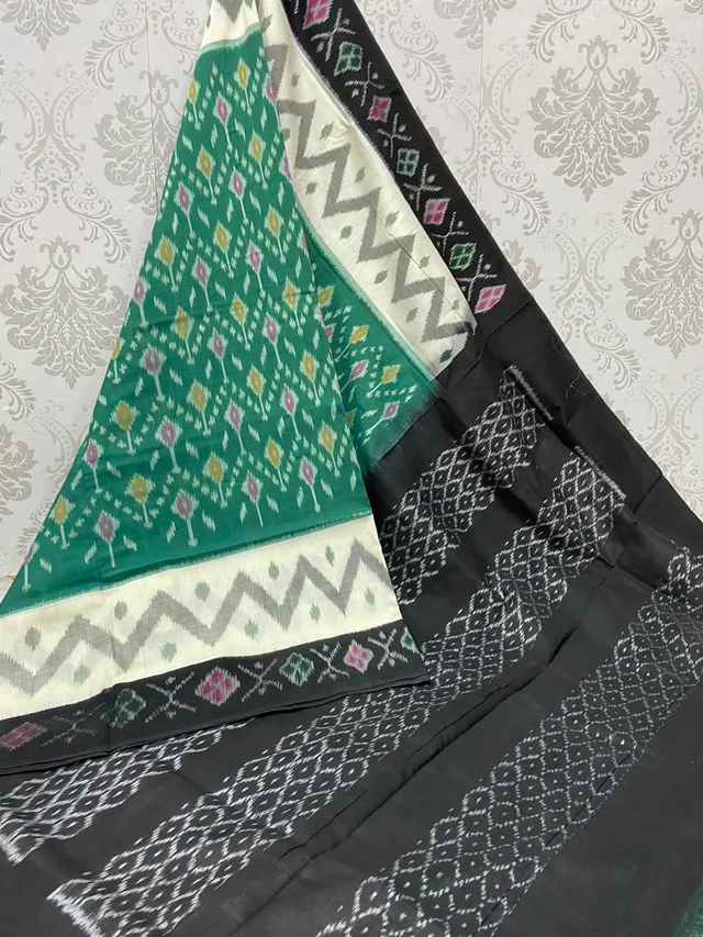 100537 Sambalpuri Ikkat merceraized cotton sareesWith matching blouse
