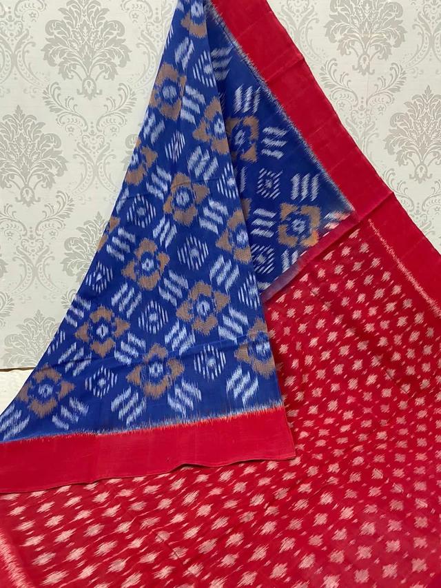 100538 Sambalpuri Ikkat merceraized cotton sareesWith matching blouse