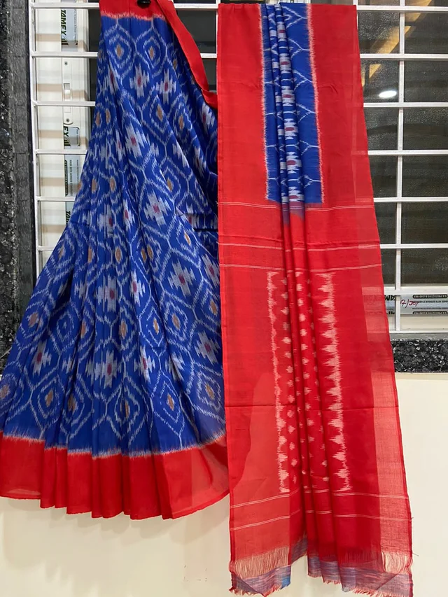 100539 Sambalpuri Ikkat merceraized cotton sareesWith matching blouse
