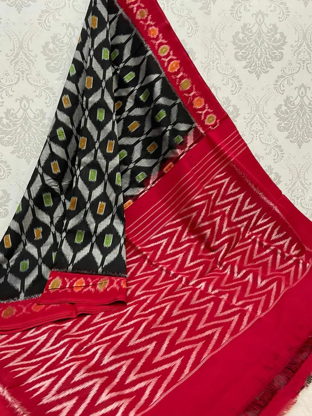 100541 Sambalpuri Ikkat merceraized cotton sareesWith matching blouse