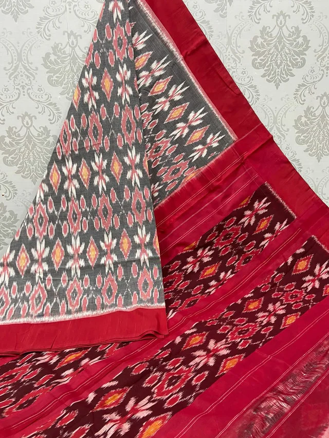 100542 Sambalpuri Ikkat merceraized cotton sareesWith matching blouse