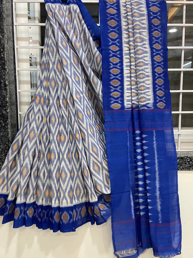 100543 Sambalpuri Ikkat merceraized cotton sareesWith matching blouse