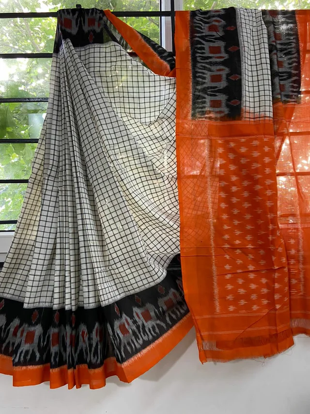 100548 Sambalpuri Ikkat merceraized cotton sareesWith matching blouse