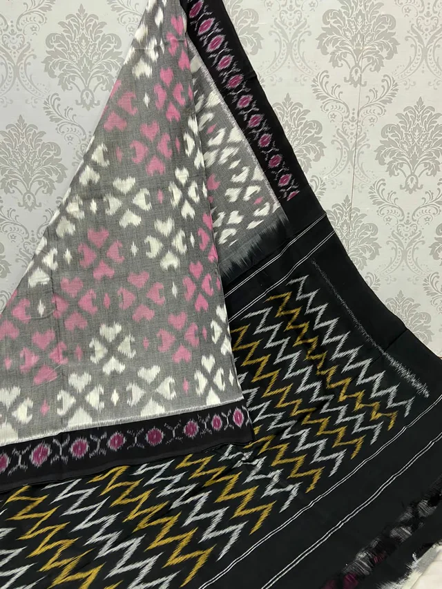 100551 Sambalpuri Ikkat merceraized cotton sareesWith matching blouse