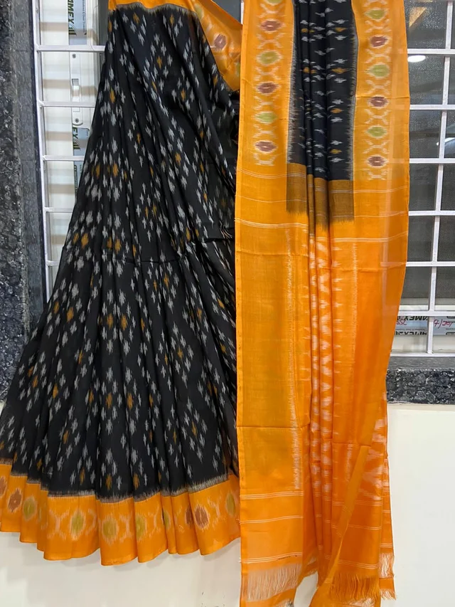 100553 Sambalpuri Ikkat merceraized cotton sareesWith matching blouse