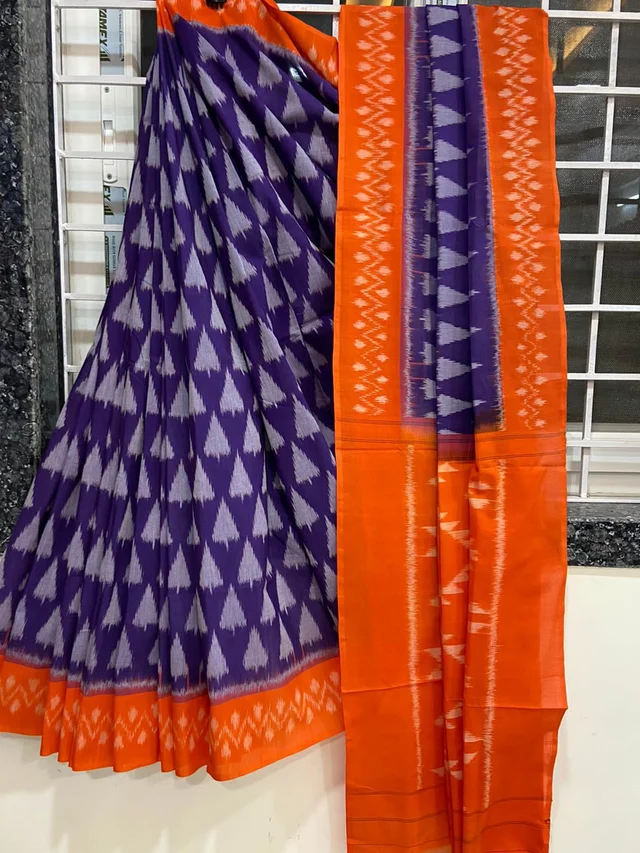 100554 Sambalpuri Ikkat merceraized cotton sareesWith matching blouse