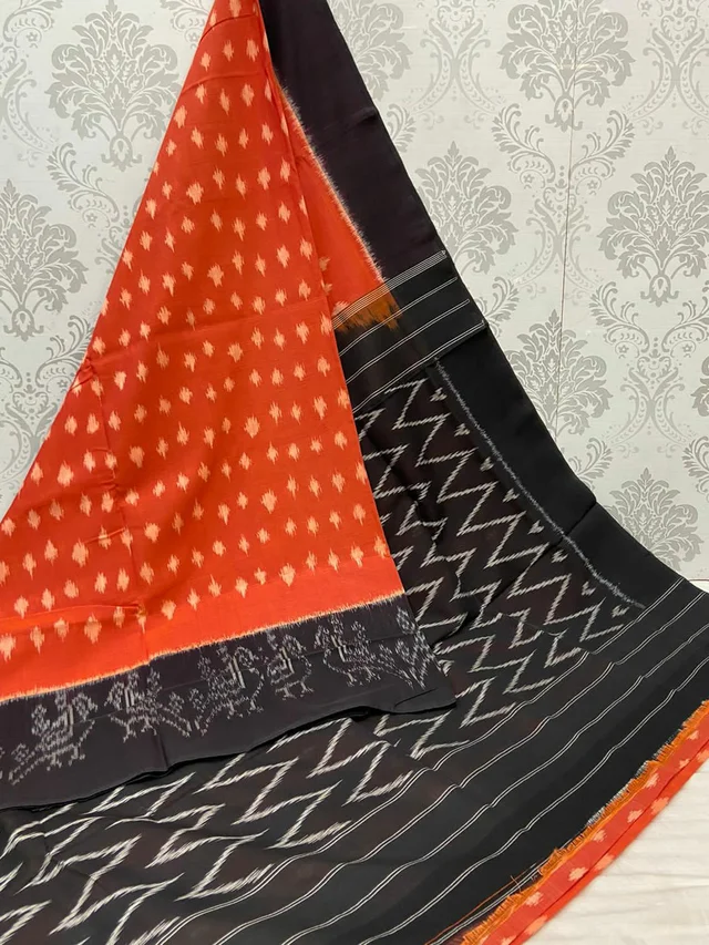 100557 Sambalpuri Ikkat merceraized cotton sareesWith matching blouse