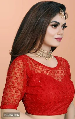 100619 Net Blause With Design Stiching - M