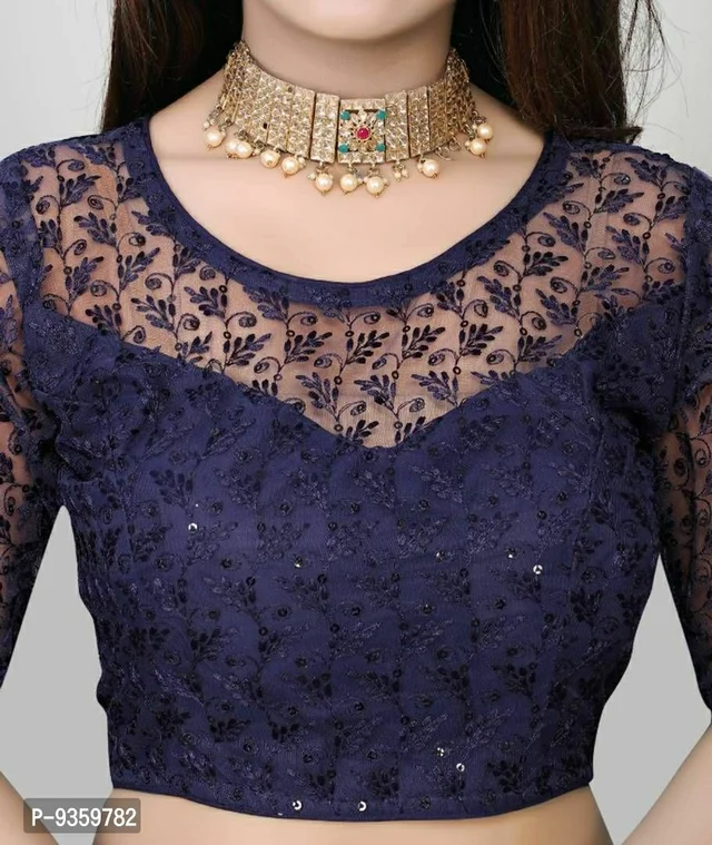 100620 Net Blause With Design Stiching - M