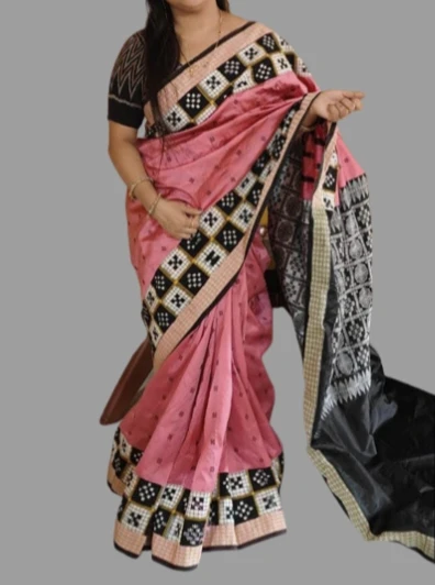 1008874 Silk Pata With Sambalpuri Patchwork Saree