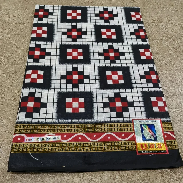 100902 Cotton Saree Sambalpuri Design Printed