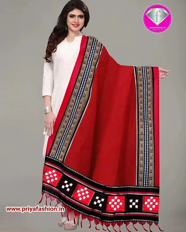 100933 Sambalpuri Handloom Cotton Patchwork Dupatta