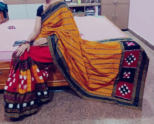 100963 Sambalpuri Handloom pach work saree