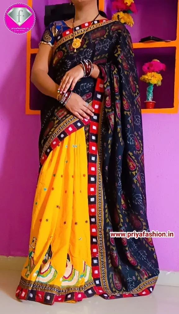 101001 Sambalpuri Handloom Patchwork Saree With Blause