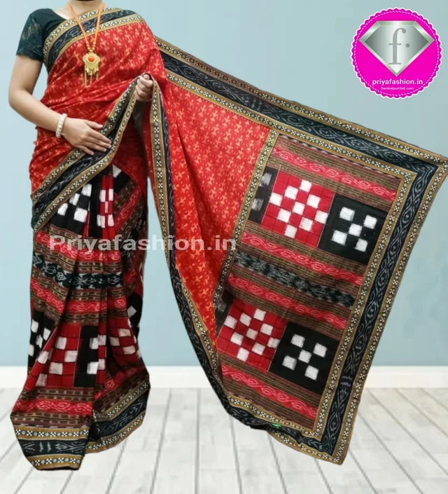 101004 Sambalpuri Handloom Cotton Patchwork Saree With Blouse