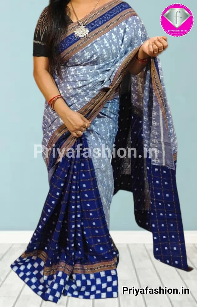 101006 Sambalpuri Cotton Patchwork Saree With Blouse