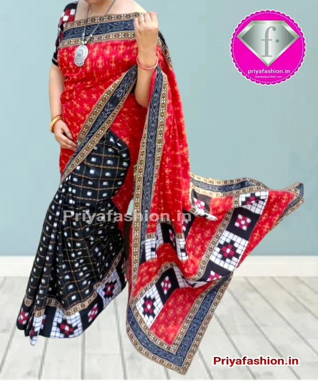 101010 Sambalpuri Cotton Patchwork Saree With Blouse