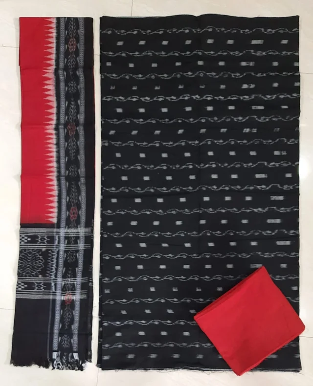 101013 Sambalpuri Handloom Cotton Dress Material With Dupatta
