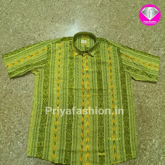 101037 Sambalpuri Handloom Cotton Half Shirt - 38
