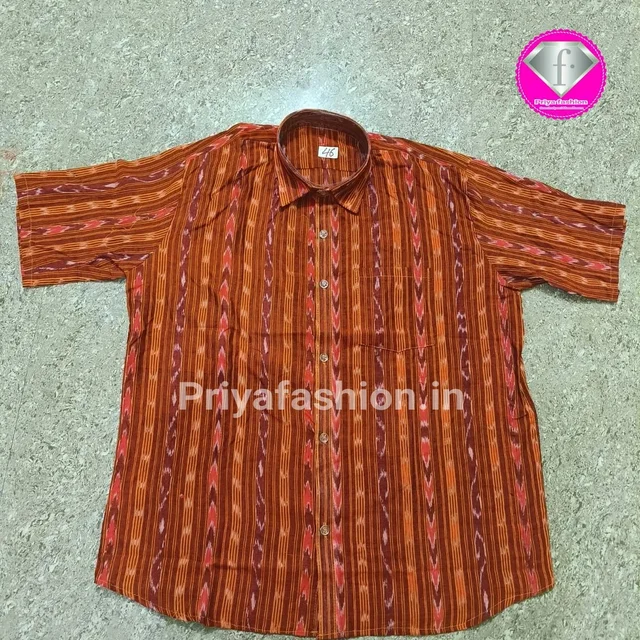 101038 Sambalpuri Handloom Cotton Half Shirt - 38