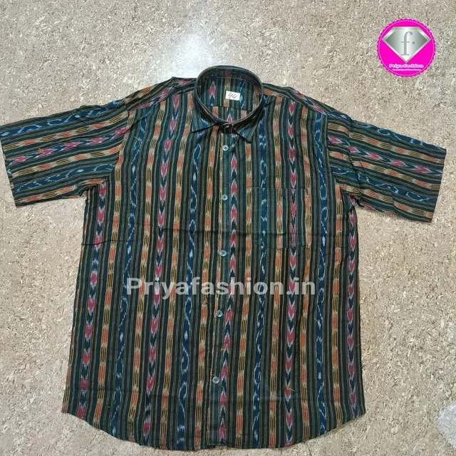 101039 Sambalpuri Handloom Cotton Half Shirt - 42
